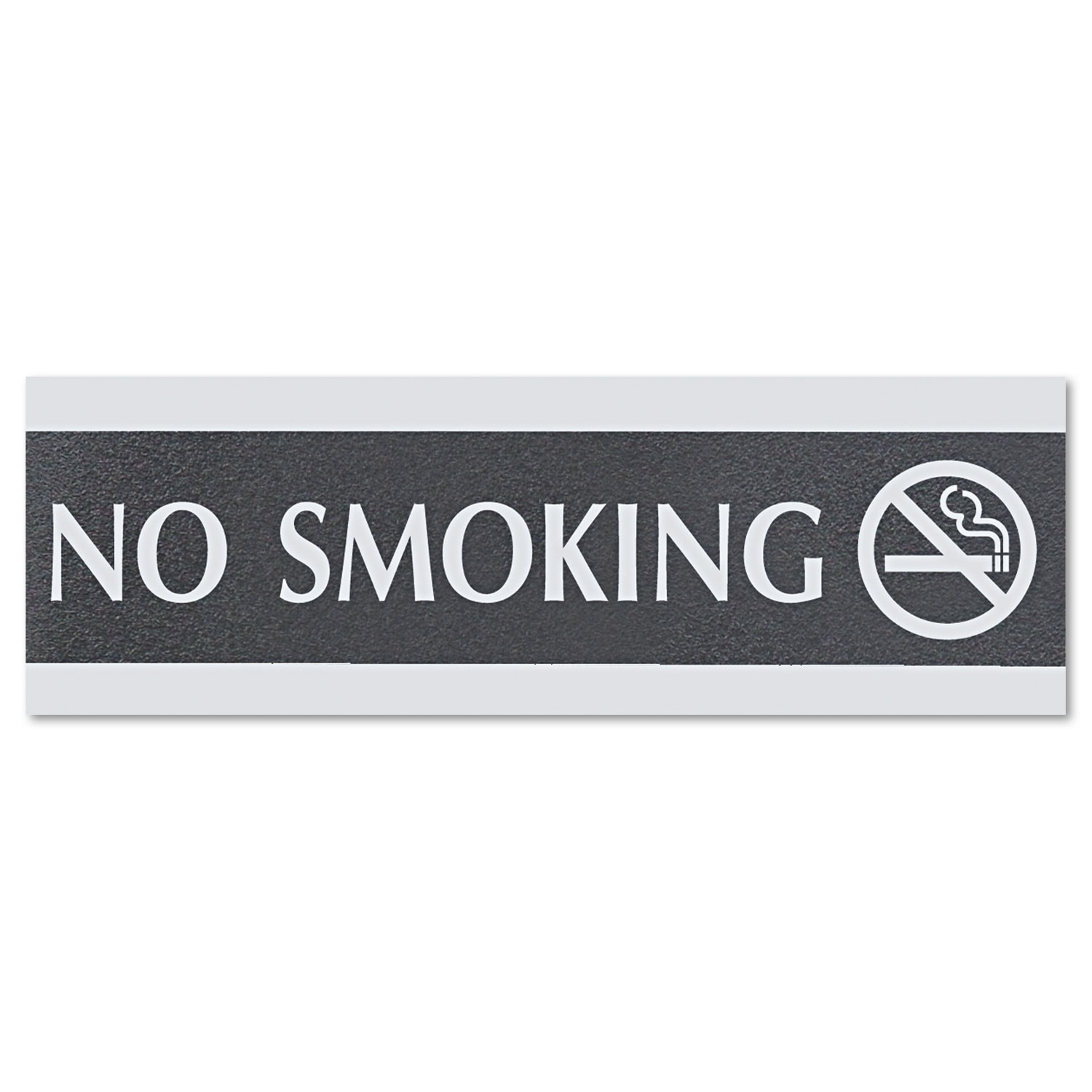 Century Series Office Sign, NO SMOKING, 9 x 3, Black/Silver