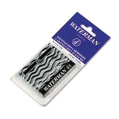 Waterman Refill Cartridge for Waterman Fountain Pens, Black Ink, 8/Pack