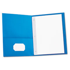 Universal® Two-Pocket Portfolios with Tang Fasteners, 0.5" Capacity, 11 x 8.5, Light Blue, 25/Box