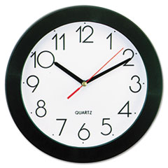 Universal® Bold Round Wall Clock, 9.75" Overall Diameter, Black Case, 1 AA (sold separately)