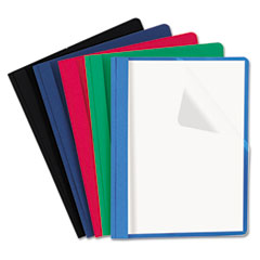 Universal® Clear Front Report Cover, Tang Fasteners, Letter Size, Assorted Colors, 25/Box
