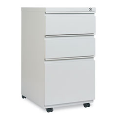 Alera® File Pedestal with Full-Length Pull, Left/Right, 3-Drawers: Box/Box/File, Legal/Letter, Light Gray, 14.96" x 19.29" x 27.75"