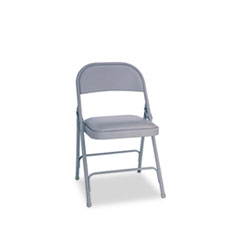 Alera® Steel Folding Chair with Two-Brace Support, Padded Seat, Light Gray, 4/Carton