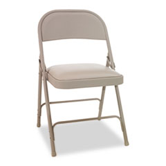 Alera® Steel Folding Chair with Two-Brace Support, Padded Seat, Tan, 4/Carton