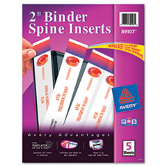 Avery® Binder Spine Inserts, 2" Spine Width, 4 Inserts/Sheet, 5 Sheets/Pack