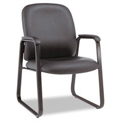 Alera® Alera Genaro Bonded Leather High-Back Guest Chair, 24.60" x 24.80" x 36.61", Black Seat, Black Back, Black Base