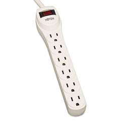 Tripp Lite TLP602 Surge Suppressor, 6 Outlets, 2 ft Cord, 180 Joules, Light Gray