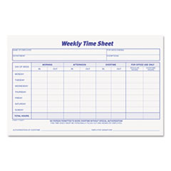 TOPS™ Weekly Time Sheets, One-Part (No Copies), 8.5 x 5.5, 50 Forms/Pad, 2 Pads/Pack