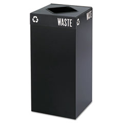Safco® Public Square Trash Container, Square, Steel, 31gal, Black