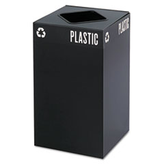 Safco® Public Square Plastic-Recycling Container, Square, Steel, 25gal, Black