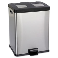 Safco® Right-Size Recycling Station, Rectangular, Steel/Plastic, 15 gal, Stainless/Black