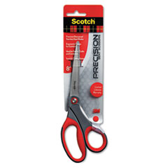 Scotch® Precision Scissors, 8" Long, 3.25" Cut Length, Gray/Red Offset Handle