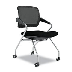 Mayline® Valoré Training Series Mid-Back Nesting Chair, Mesh/Fabric, Black, 2/Carton