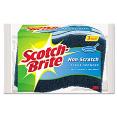 Scotch-Brite® Non-Scratch Multi-Purpose Scrub Sponge, 4 2/5 x 2 3/5, Blue, 3/Pack