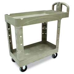 Rubbermaid® Commercial Heavy-Duty Utility Cart, Two-Shelf, 17.13w x 38.5d x 38.88h, Beige