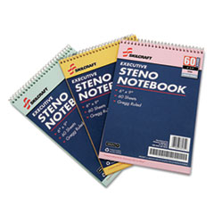 7530014545702, SKILCRAFT Steno Pad, Gregg Rule, Assorted Cover Colors, 60 Assorted 6 x 9 Sheets, 3/Pack