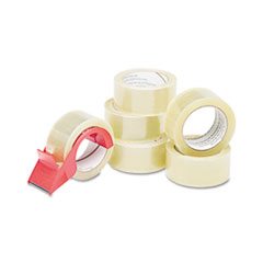 7510015796873, SKILCRAFT Commercial Package Sealing Tape with Handheld Dispenser, 3" Core, 2" x 55 yds, Clear, 6/Pack