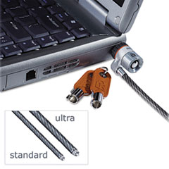 Kensington® MicroSaver Keyed Ultra Laptop Lock, 6ft Steel Cable, Two Keys