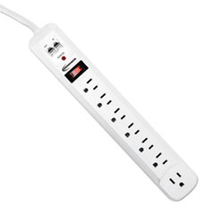 Innovera® Surge Protector, 7 AC Outlets, 4 ft Cord, 1,080 J, White