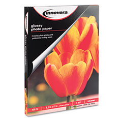 Innovera® Glossy Photo Paper, 7 mil, 8.5 x 11, Glossy White, 100/Pack
