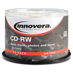 Innovera® CD-RW Rewritable Disc, 700 MB/80 min, 12x, Spindle, Silver, 50/Pack