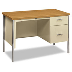 HON® 34000 Series Right Pedestal Desk, 45.25" x 24" x 29.5", Harvest/Putty