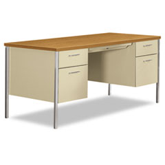 HON® 34000 Series Double Pedestal Desk, 60" x 30" x 29.5", Harvest/Putty