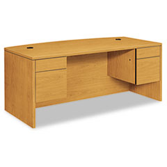 HON® 10500 Series Bow Front Double Pedestal Desk, 72" x 36" x 29.5", Harvest