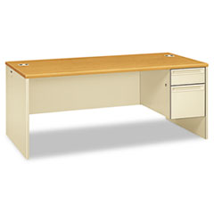 HON® 38000 Series Right Pedestal Desk, 72" x 36" x 29.5", Harvest/Putty