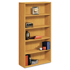 HON® 10500 Series Laminate Bookcase, Five-Shelf, 36w x 13.13d x 71h, Harvest