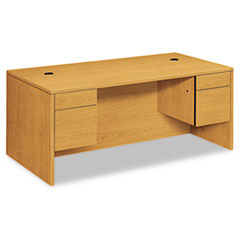 HON® 10500 Series Double 3/4-Height Pedestal Desk, Left and Right: Box/File, 72" x 36" x 29.5", Harvest