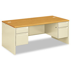 HON® 38000 Series Double Pedestal Desk, 72" x 36" x 29.5", Harvest/Putty