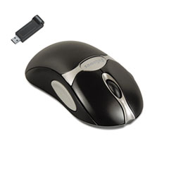 Fellowes® Optical Cordless Mouse, Antimicrobial, Five-Button/Scroll, Black/Silver