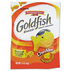 Pepperidge Farm® Goldfish Crackers, Cheddar, Single-Serve Snack, 1.5oz Bag, 72/Carton