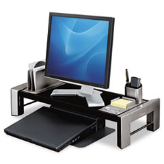 Fellowes® Professional Series Flat Panel Workstation, 25 7/8 x 11 1/2 x 4 1/2,Black/Silver