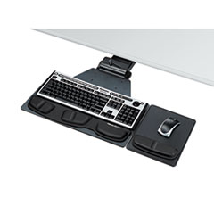 Fellowes® Professional Corner Executive Keyboard Tray, 19w x 14-3/4d, Black