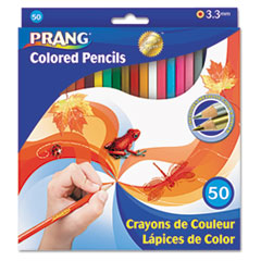 Prang® Colored Pencil Sets, 3.3 mm, 2B, Assorted Lead and Barrel Colors, 50/Pack