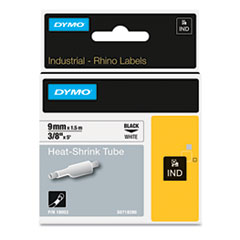DYMO® Rhino Heat Shrink Tubes Industrial Label Tape, 0.37" x 5 ft, White/Black Print