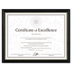 DAX® Two-Tone Document/Diploma Frame, Wood, 8.5 x 11, Black with Gold Leaf Trim