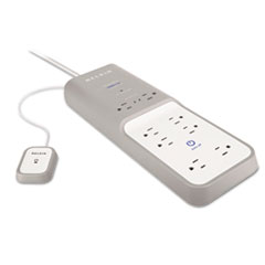 Belkin® Automatic Surge Protector with Timer, 8 Outlets, 6 ft Cord, 1080 Joules, Gray