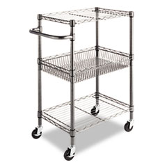 Alera® Three-Tier Wire Cart with Basket