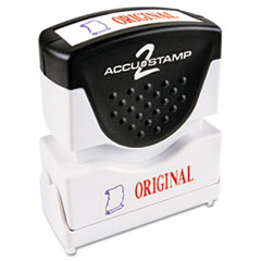 ACCUSTAMP2® Pre-Inked Shutter Stamp, Red/Blue, ORIGINAL, 1 5/8 x 1/2