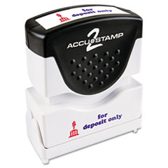 ACCUSTAMP2® Pre-Inked Shutter Stamp, Red/Blue, FOR DEPOSIT ONLY, 1 5/8 x 1/2