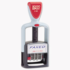 COSCO 2000PLUS® Two-Color Word Dater, 1 3/4 x 1, "Faxed," Self-Inking, Blue/Red