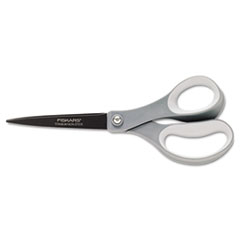 Fiskars® Performance Non-Stick Titanium Softgrip Scissors, 8" Long, 3.1" Cut Length, Gray Offset Handle