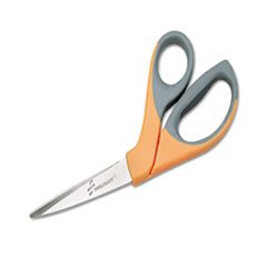 5110012414371 SKILCRAFT Scissors, 8.25" Long, 3.63" Cut Length, Crane-Style Orange/Gray Handle