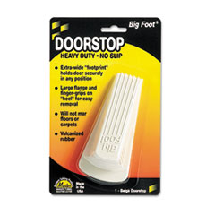 Big Foot Doorstop, No Slip Rubber Wedge, 2.25w x 4.75d x 1.25h, Beige