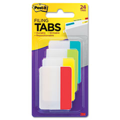Post-it® Tabs Solid Color Tabs, 1/5-Cut, Assorted Colors, 2" Wide, 24/Pack