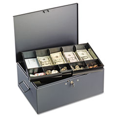 SteelMaster® Extra Large Cash Box with Handles, Key Lock, Gray