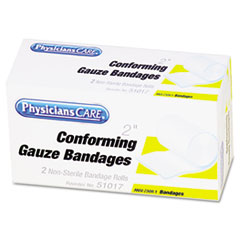 PhysiciansCare® by First Aid Only® First Aid Conforming Gauze Bandage, Non-Steriile, 2" Wide, 2/Box